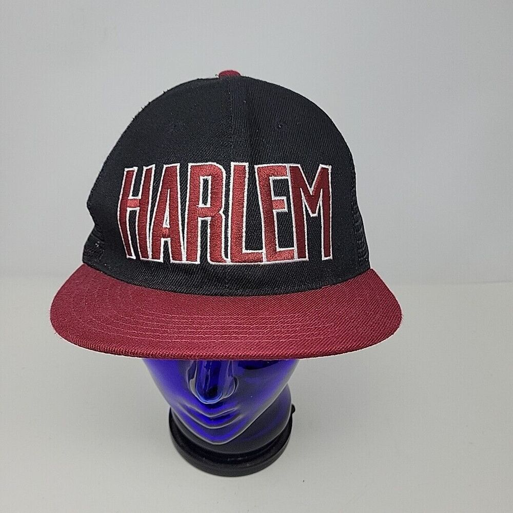 HARLEM Trucker Hat Cap Snapback mesh Adjustable Strap Black & Maroon